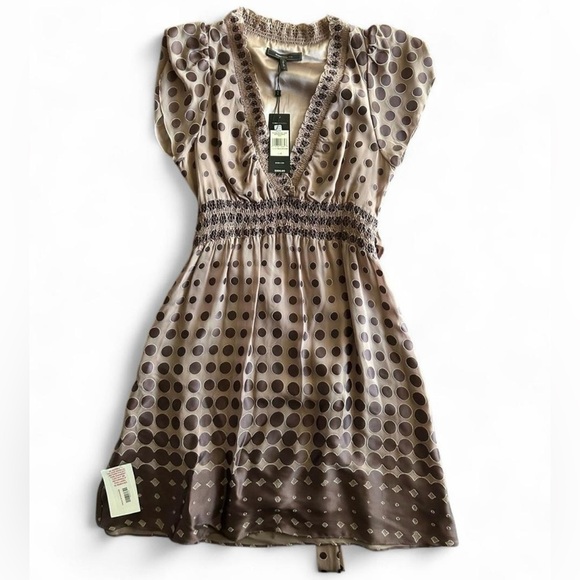 BCBGMaxAzria NWT Polka Dot Mini Dress with Tie - Picture 1 of 5